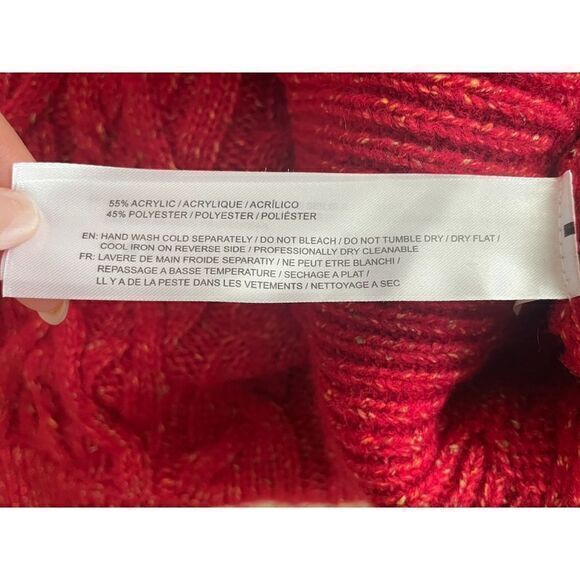 Band of the Free BOG Find A Way V Neck Cable Knit Sweater Red Extra Small - Picture 8 of 9